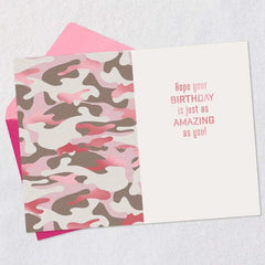 Pretty in Pink Camo Birthday Card for Her