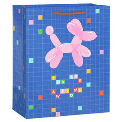 9.6" Pink Balloon Dog You Are Awesome Medium Gift Bag