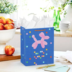 9.6" Pink Balloon Dog You Are Awesome Medium Gift Bag