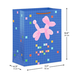 9.6" Pink Balloon Dog You Are Awesome Medium Gift Bag
