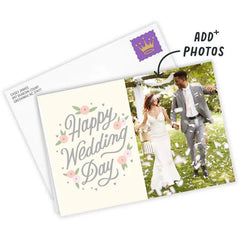 Floral Happy Day Custom Wedding Card