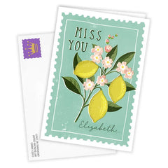 Pink Flowers Stamp Custom Miss You Card