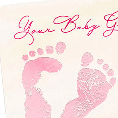 Footprints on Your Heart New Baby Girl Card