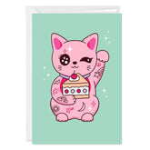 Pink Kawaii Cat Custom Card