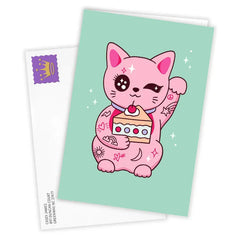Pink Kawaii Cat Custom Card