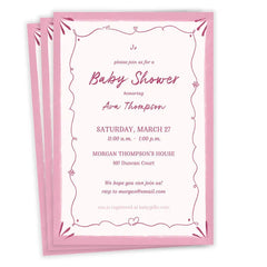 Elegant Pink Doodle Flat Baby Shower Invitation