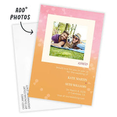 Pink and Orange Minimalist Flat Wedding Invitation