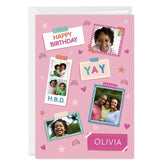 Pink Photo Collage Custom Birthday Card