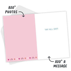 Pink Photo Collage Custom Birthday Card