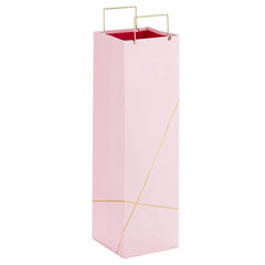 13" Gold Lines on Light Pink Wine Gift Bag