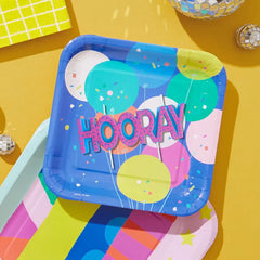 Pink and Blue "Hooray" Birthday Candle