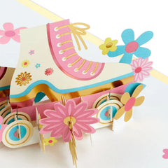 Fun and Fabulous Roller Skates Pop-Up Encouragement Card