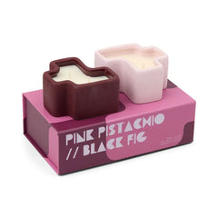 Paddywax Pink Pistachio and Black Fig Puzzle Piece Jar Candles, Set of 2