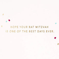 Pink and Gold Confetti Bat Mitzvah Card