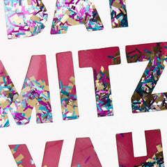Pink and Gold Confetti Bat Mitzvah Card