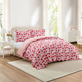 Hearts Print Reversible Quilt and Sham Set