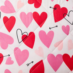 Hearts Print Reversible Quilt and Sham Set
