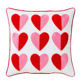 Pink and Red Hearts Pillow, 18x18