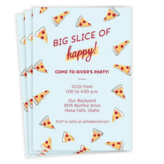 Slice of Happy Pizza Party Flat Birthday Invitation