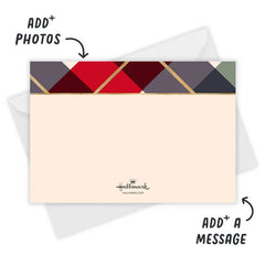 Peace and Love Plaid Flat Christmas Photo Card