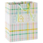 9.6" Pastel Plaid Medium New Baby Gift Bag