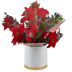 Merry Christmas Poinsettia Flower Bouquet 3D Pop-Up Christmas Card