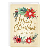 Merry Wishes Poinsettia Custom Christmas Card
