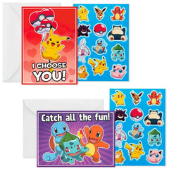 Pokémon Fun Assorted Valentine's Day Cards With Stickers, Pack of 24