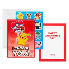 Pokémon Fun Assorted Valentine's Day Cards With Stickers, Pack of 24