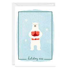 Polar Bear With Present Custom Holiday Card