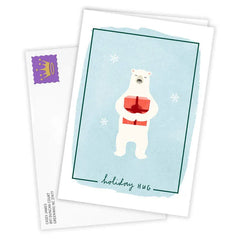 Polar Bear With Present Custom Holiday Card