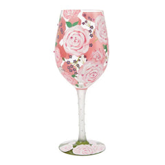 Lolita Pretty as a Peony Handpainted Wine Glass, 15 oz.