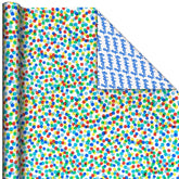 Colorful Dots/Happy Lettering Reversible Wrapping Paper Roll, 20 sq. ft.