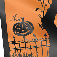 Pumpkin on Wrought Iron Fence Halloween Card
