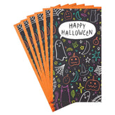 Spooky Doodles on Black Money Holder Halloween Cards, Pack of 6