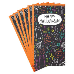 Spooky Doodles on Black Money Holder Halloween Cards, Pack of 6