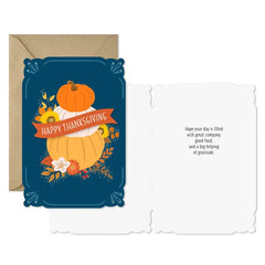 Stacked Pumpkins and Leaves Thanksgiving Cards, Pack of 10