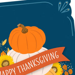 Stacked Pumpkins and Leaves Thanksgiving Cards, Pack of 10