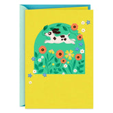 Puppy Dog in Field of Flowers Blank Card