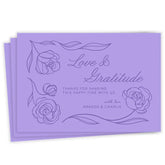 Purple Simply Floral Flat Wedding Thank You Photo Card