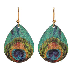 Rain Jewelry Small Peacock Feather Printed Earrings