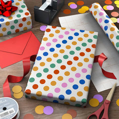 Rainbow Polka Dots Wrapping Paper Mini Roll, 38.8 sq. ft.