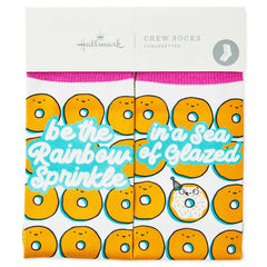 Rainbow Sprinkle Donuts Fun Crew Socks