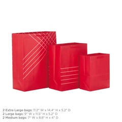 Red Assorted Sizes 6-Pack Gift Bags