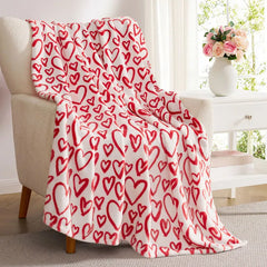 Illustrated Hearts Throw Blanket, 50x70