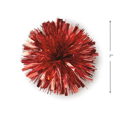 Red Metallic Pom Pom Gift Bow, 7"