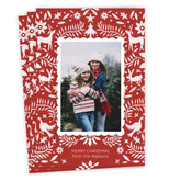 Red Nordic Woodland Flat Christmas Photo Card