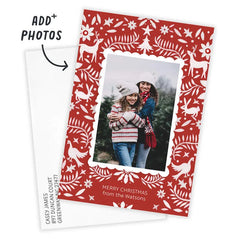 Red Nordic Woodland Flat Christmas Photo Card