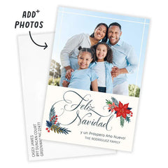 Feliz Navidad Poinsettia Spanish-Language Flat Christmas Photo Card