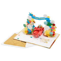 Celebrating You Red Truck and Banner 3D Pop-Up Birthday Card
